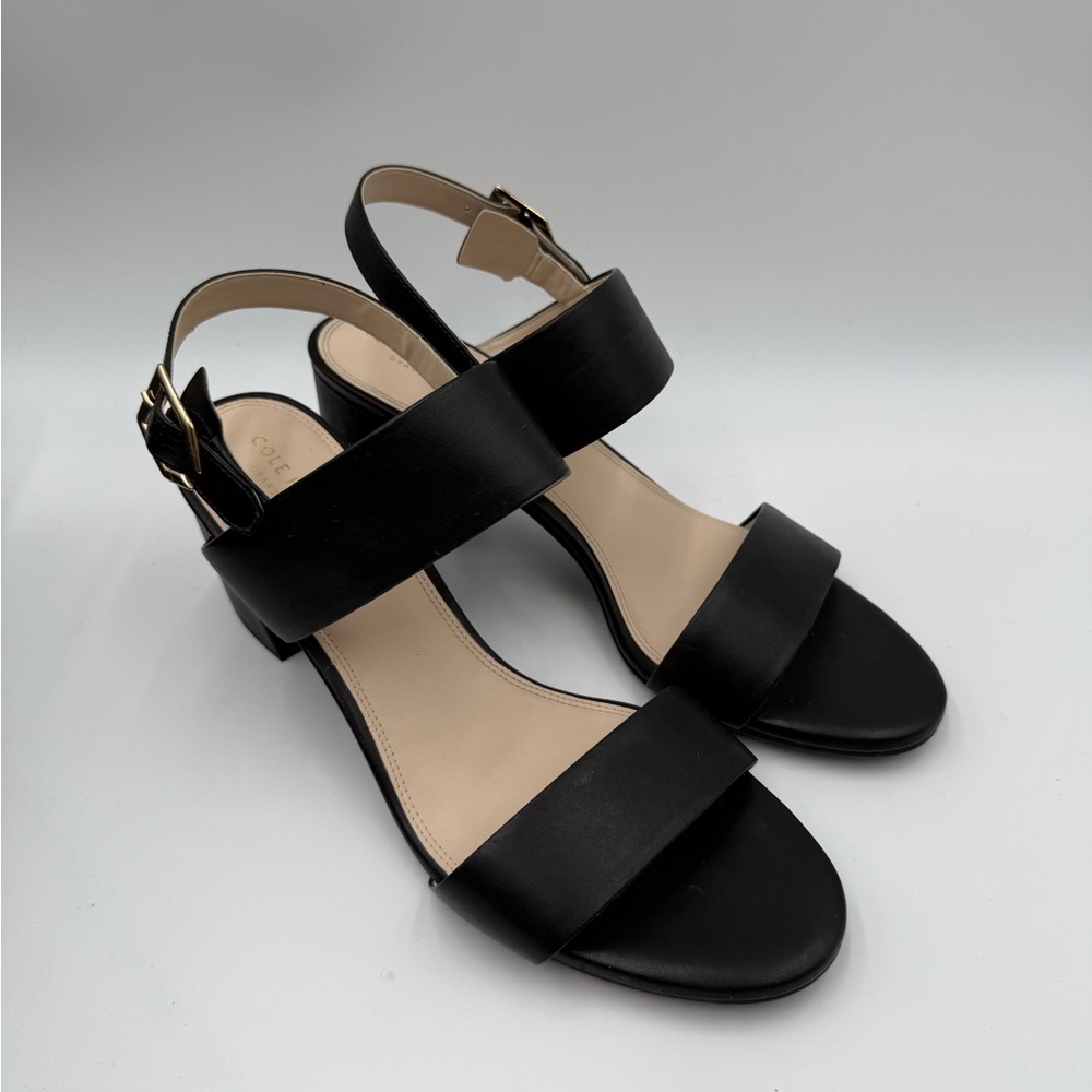 Cole Haan Avani City Black Leather. Block Heel Sandals Size 11B - Picture 3 of 5